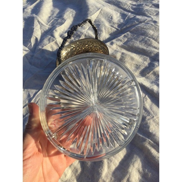 Vtg Silverplated divided glass dish 6” 6 in nuts snacks appetizers hosting farm - Picture 6 of 10